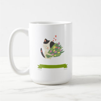 Mug Un chat qui aime son bouquet de fleur.