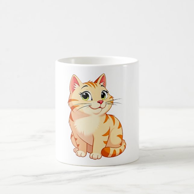 Mug un chat tigré orange de dessin animé (Centre)