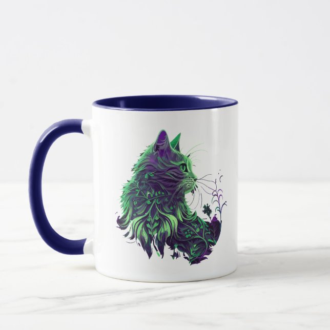 Mug Un chat vert et rose (Gauche)