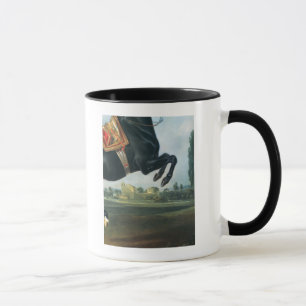 Mug Un cheval noir exécutant le Courbette