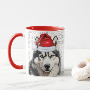 Mug Un chien Husky Sibérien sur un Arrière - plan Woof