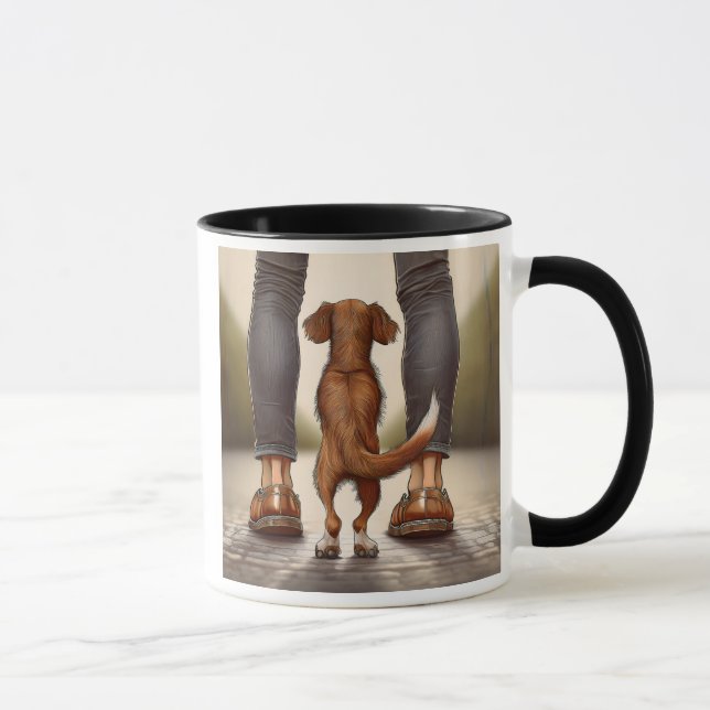Mug Un chien se promène avec son maître. (Droite)