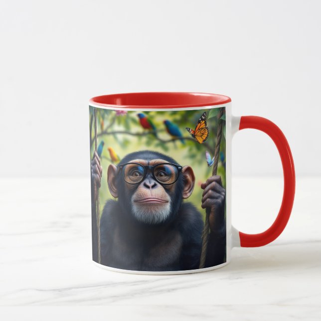 Mug Un chimpanzé porte des lunette de vue. (Droite)
