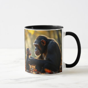 Mug Un chimpanzé regarde avec amour son bébé.