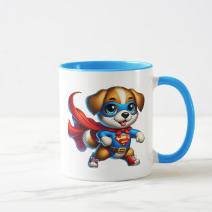 Mug Un chiot super-héros avec sa cape.