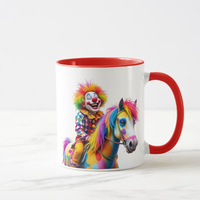 Mug Un clown et son cheval aux multicolores. (Droite)