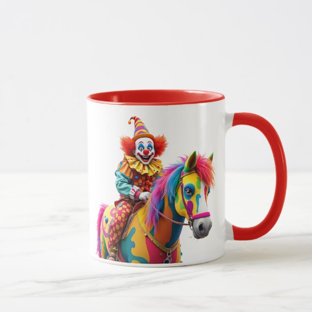 Mug Un clown monte un cheval arc-en-ciel. (Droite)
