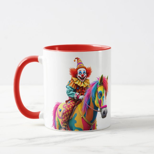 Mug Un clown monte un cheval arc-en-ciel. (Gauche)