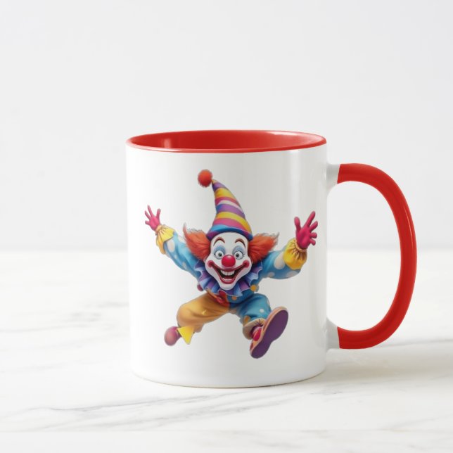 Mug Un clown rigolo saute en l'air en rigolant. (Droite)