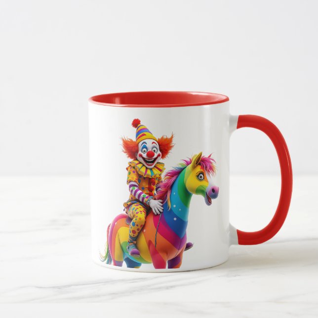 Mug Un clown sur son cheval arc en ciel. (Droite)