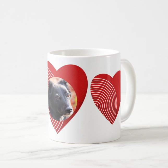 Mug Un coeur rouge rayé (Devant droit)