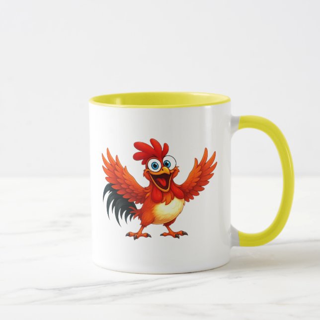 Mug Un coq exubérant agite ses ailes. (Droite)