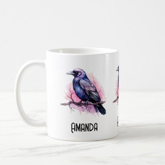 Mug Un Corbeau noir sur une branche (Gauche)