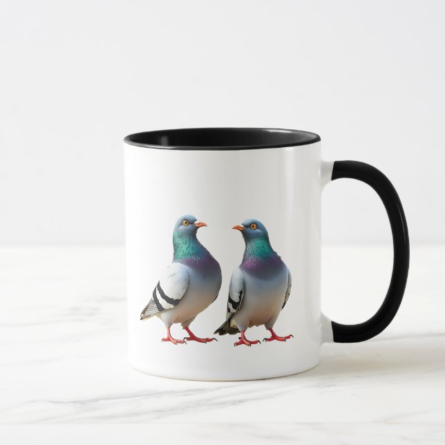 Mug Un couple de pigeon se promènent en ville. (Droite)