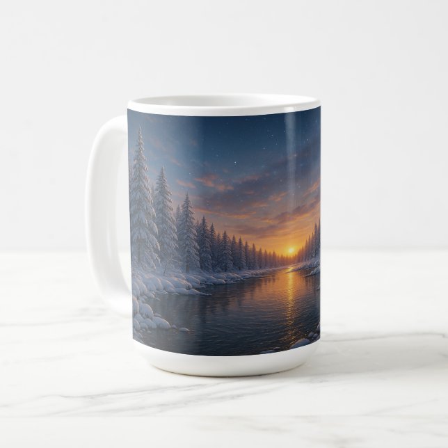 Mug Un crépuscule au-dessus de la rivière d'hiver (Devant gauche)