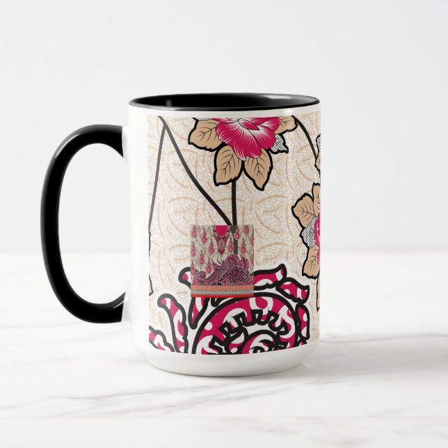Mug Un design cachemire décoratif avec rouge vif et ép (Gauche)