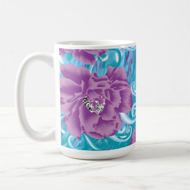 Mug Un design textile dynamique avec violet et turq (Gauche)