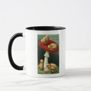 Mug Un EasterChicks heureux sur le champignon rouge