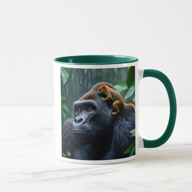 Mug Un écureuil escalade la tête d'un gorille. (Droite)
