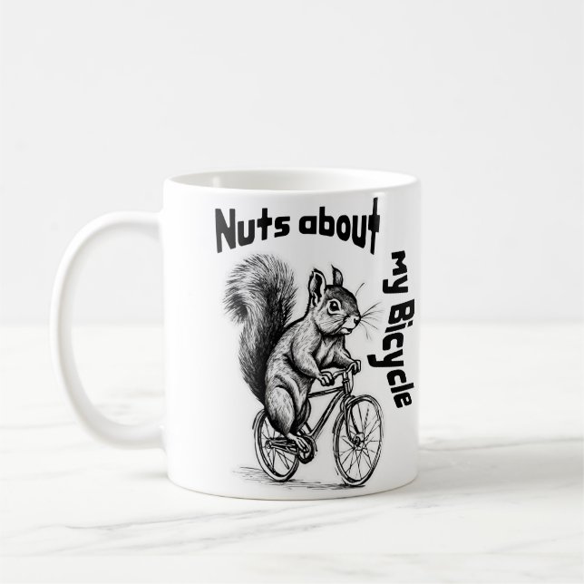 Mug Un écureuil sur un vélo cadeau aux amateurs de vél (Gauche)