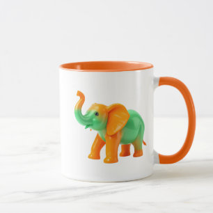 Mug Un éléphant décoratif coloré avec trompe relevée.