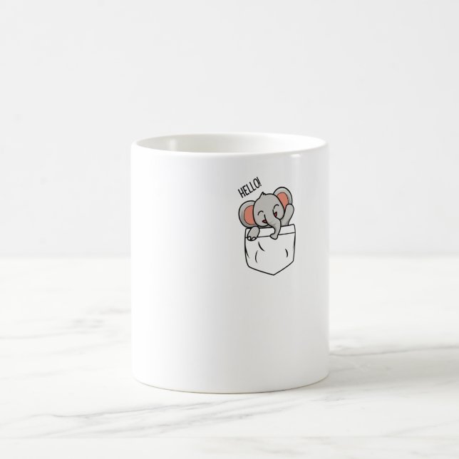 Mug un éléphant dit bonjour dans une poche (Centre)