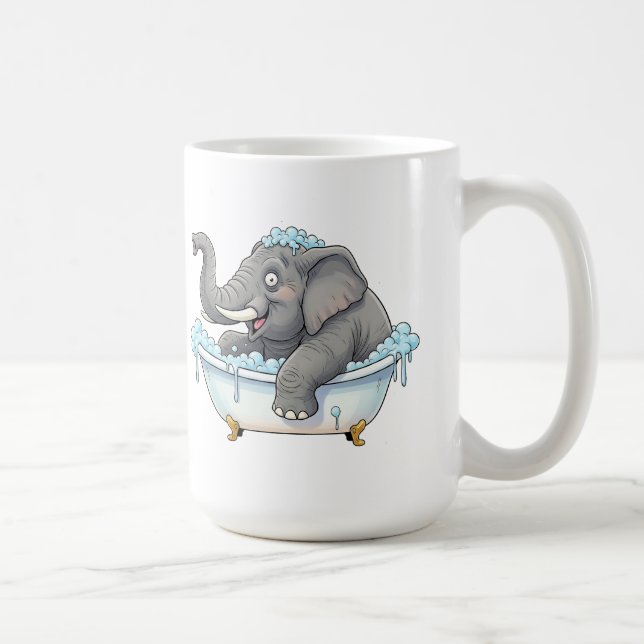 Mug Un éléphant joyeux prend un bain de bulle (Droite)