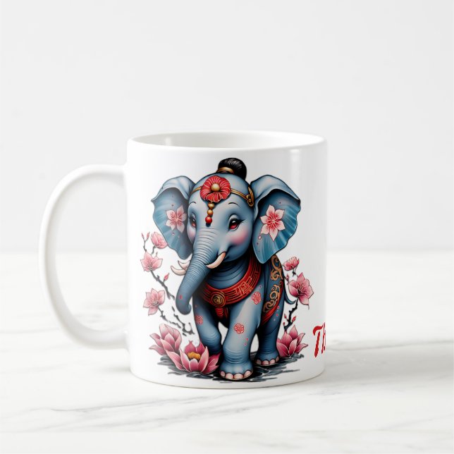 Mug Un éléphant majestueux à la japonaise traditionnel (Gauche)