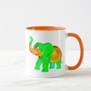 Mug Un éléphant trompe en l'air se promène.