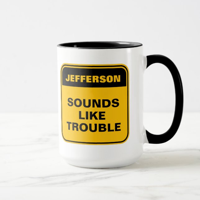 Mug Un étiquette d'avertissement jaune amusant semble  (Droite)