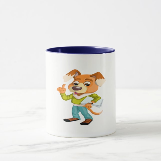 Mug Un étudiant en chien de dessin se prépare pour l'é (Centre)
