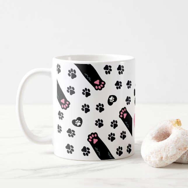 Mug Un familier Empreintes (Avec donut)