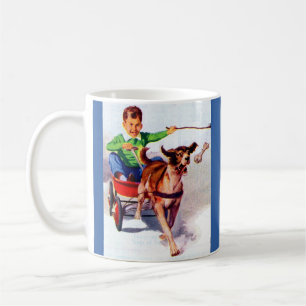 Mug Un garçon et sa charrue à chien