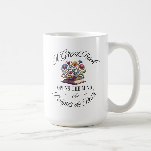 Mug Un grand livre ravit floral  (Droite)