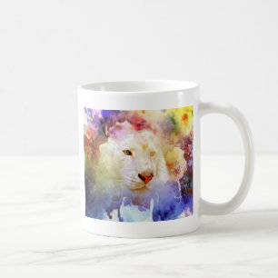 Mug Un gros chat dans un champ de grunge floral