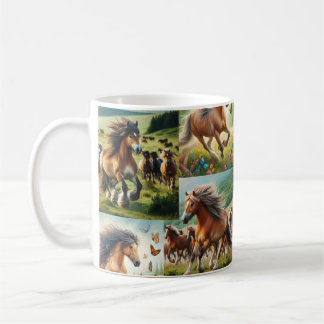 Mug Un groupe de chevaux sauvages courant