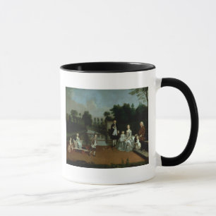 Mug Un groupe de famille sur une terrasse dans un
