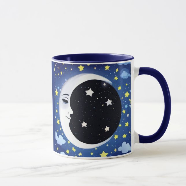 Mug Un homme dans la lune sur un Arrière - plan étoilé (Droite)