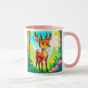 Mug Un jeune cerf se promène dans une forêt verdoyante