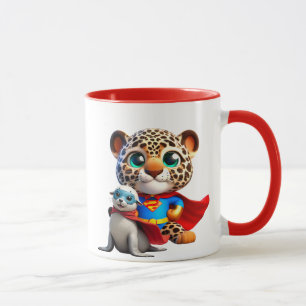 Mug Un jeune léopard et un bébé phoque super héros.