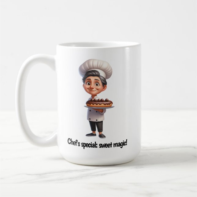 Mug Un joyeux chef pâtissier Posing pour la caméra (Gauche)