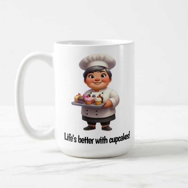 Mug Un joyeux chef pâtissier Posing pour la caméra (Gauche)