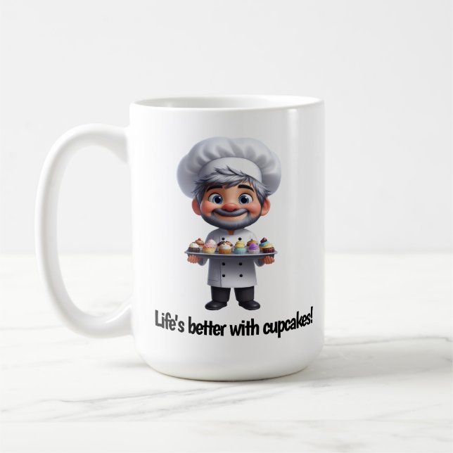 Mug Un joyeux chef pâtissier Posing pour la caméra (Gauche)