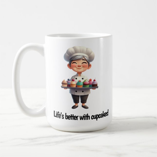 Mug Un joyeux chef pâtissier Posing pour la caméra (Gauche)