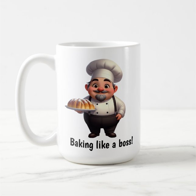 Mug Un joyeux chef pâtissier Posing pour la caméra (Gauche)