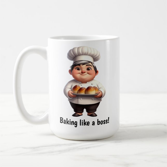 Mug Un joyeux chef pâtissier Posing pour la caméra (Gauche)