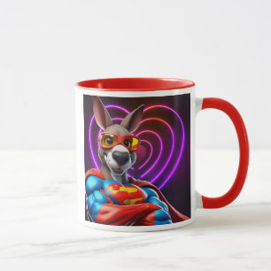 Mug Un kangourou super fort devant un cœur lumineux.
