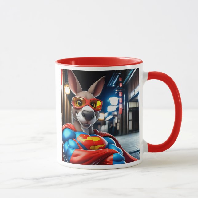 Mug Un kangourou super héros courageux. (Droite)