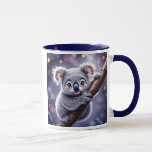Mug Un koala agrippé à une branche observe la nature.