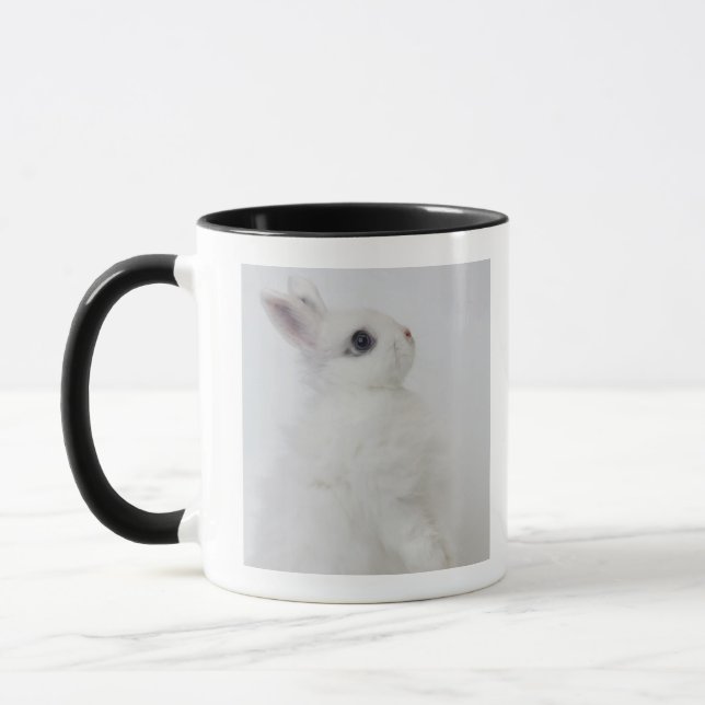 Mug Un lapin blanc. Le Jersey Wooly. (Gauche)